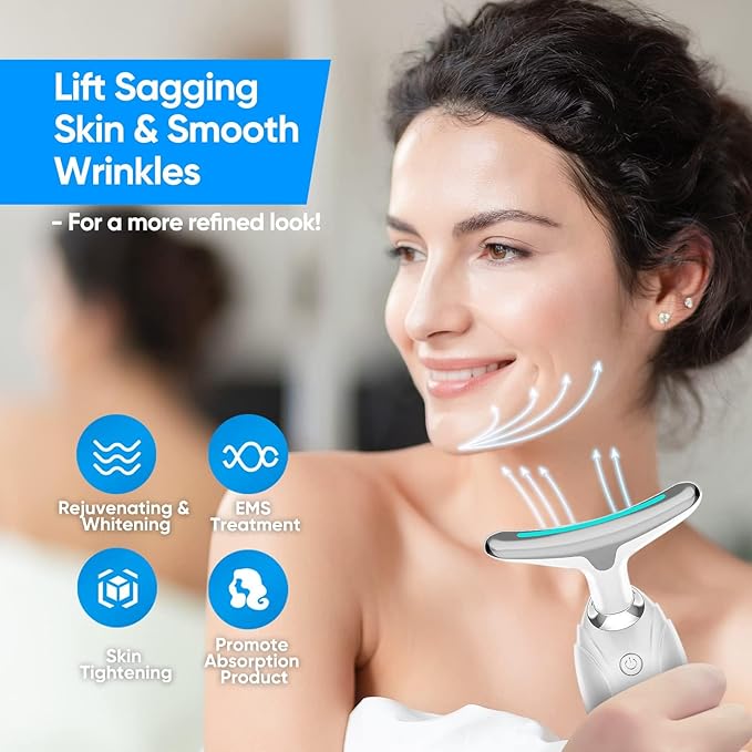 3-Color LED Face & Neck Lift Photon Therapy for Wrinkle-Free Skin