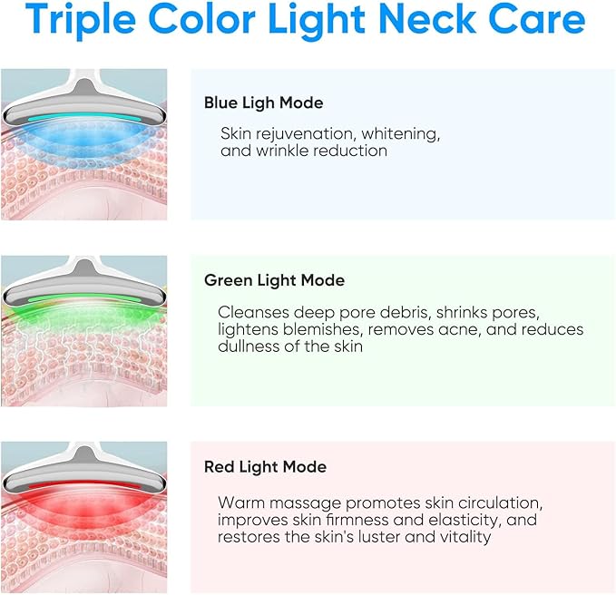 3-Color LED Face & Neck Lift Photon Therapy for Wrinkle-Free Skin